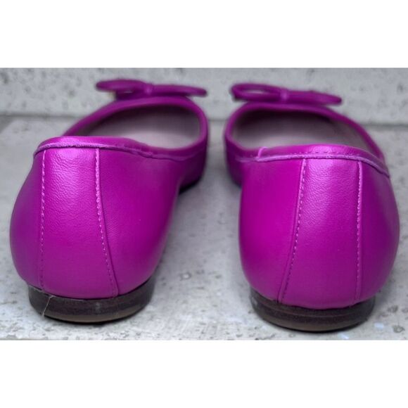 Kate Spade Pink Leather Ballet Flats Willia Bow Gold Spade Charm Shoes Sz 5.5 - Picture 3 of 13